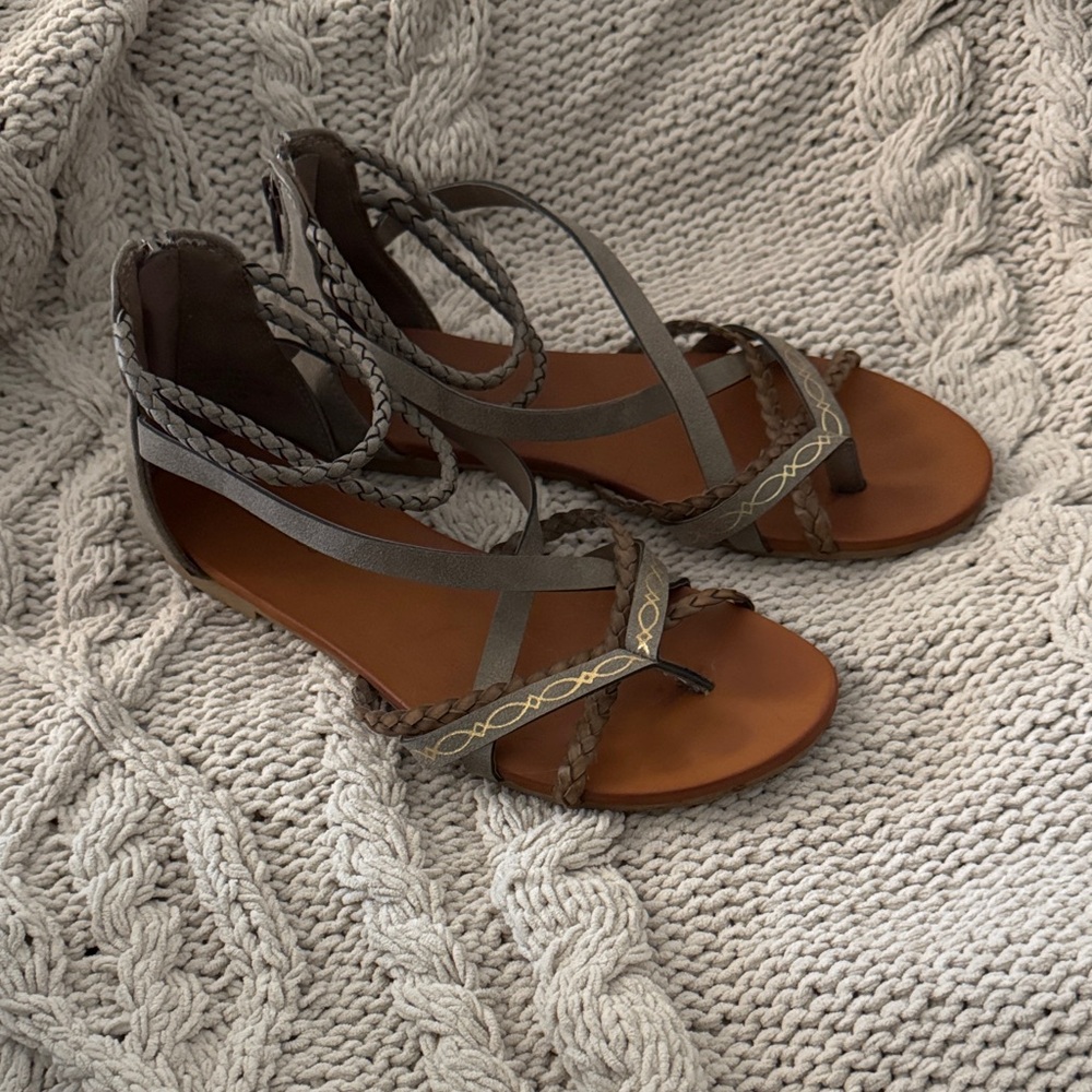Maurices Brown and Tan Braided Sandals
